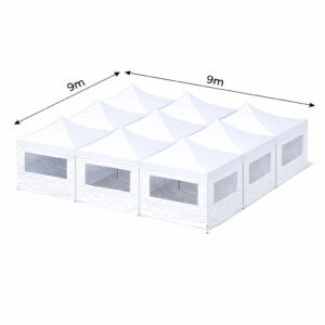 9x9m Faltzelt mit Seitenteile