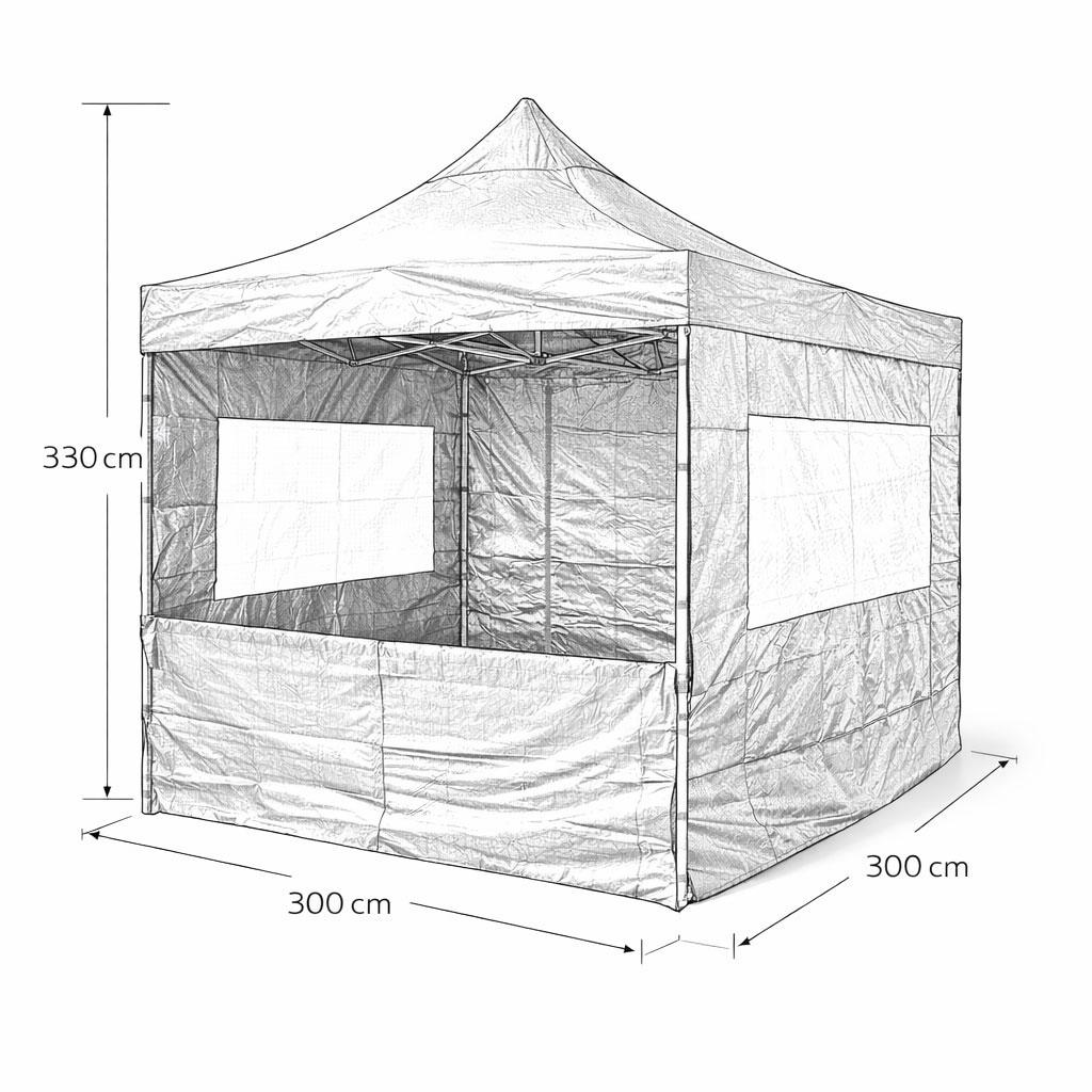 3x3m Verkaufsstand schwarz Technische Zeichnung